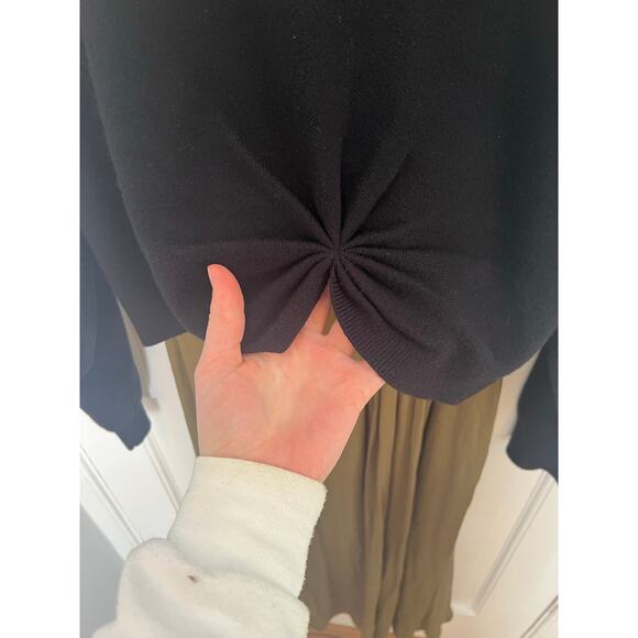 NEW Anthropologie Gemini Twofer Sweater Dress Set Green Midi Black Women's L - Picture 7 of 16